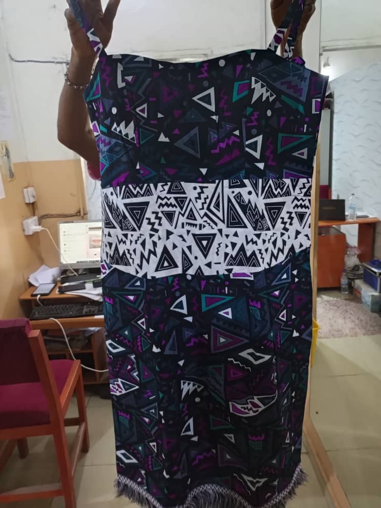 Ankara Short Gown With Spaghetti Hand And Fringe